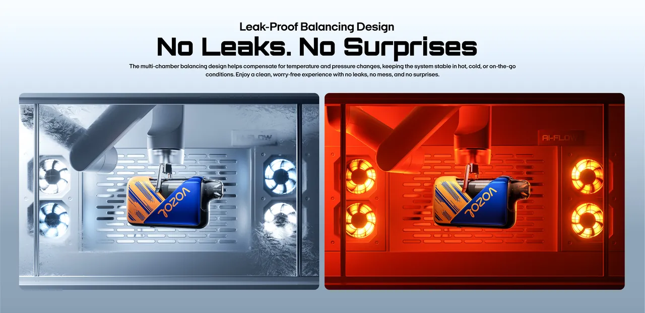 VOZOL Rave Swap 70K leak-proof balancing chamber design